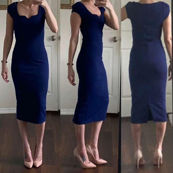 Lulus Dresses & Skirts - Navy blue cap sleeve midi bodycon dress